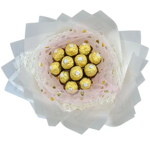Ramo de bombones ferrero rocher con papel coreano white
